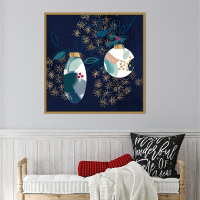 Amanti Art 30"x30" Crafty Blue Christmas I by Jennifer Paxton Parker Framed Canvas Wall Art Print