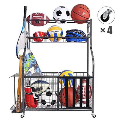 ZACHVO 154 lbs. Weight Capacity Sports Organizers Rack with Wheels for Garage