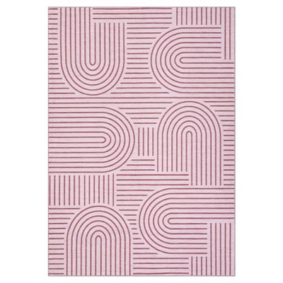 Washable Modern Large Living Room Rugs, Rainbow Print Soft Non Slip Bedroom Carpet, Low Pile Geometric Dining Room Rugs