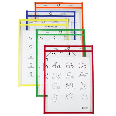 C-Line® Reusable Dry Erase Pockets, Primary Colors, 9 x 12, Pack of 25