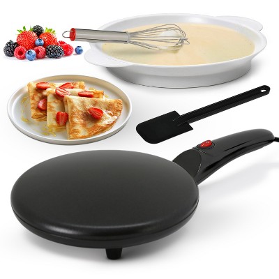 NutriChef Electric Griddle Crepe Maker-Hot Plate Cooktop, Nonstick Coating, Automatic Temperature Control & Plug-in Operation for Kitchen & Countertop