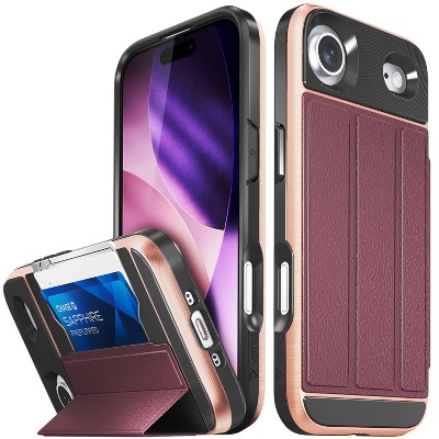 Vena vCommute For Apple iPhone 17 Air Case Wallet, Case with Stand Leather Card Holder [Military Grade Drop Protection], Red