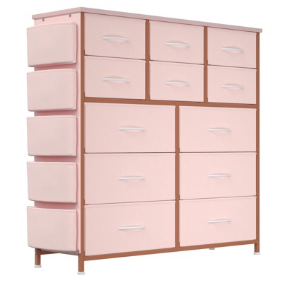 GustoWave 39" Dresser Wide for Bedroom,37.4" Tall Storage Dresser  with 12 Drawers,Storage Boxes
