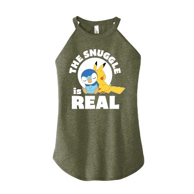 Women's - Pokémon - The Snuggle Is Real Pikachu And Piplup Graphic High Neck Tank
