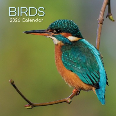 2026 Square Wall Calendar, Birdsong Family, 16-Month Organizer Theme with 180 Reminder Stickers (12x12 In)