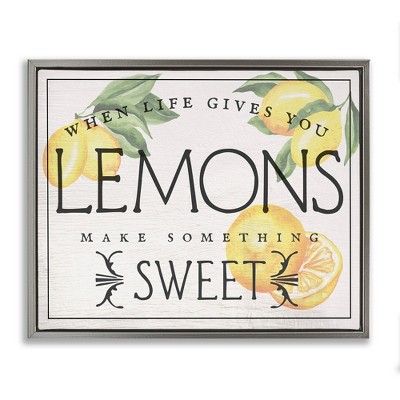 Stupell Industries Bold Vintage Life Gives Lemons Black Framed Floater Canvas Wall Art