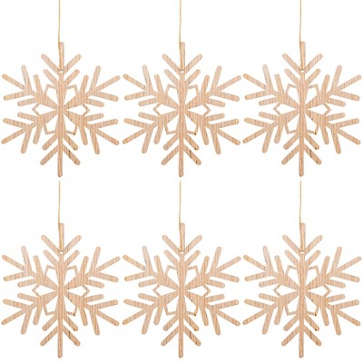 Northlight Snowflake Cut-Out Natural Wood Christmas Ornaments - 4.75" - Set of 6