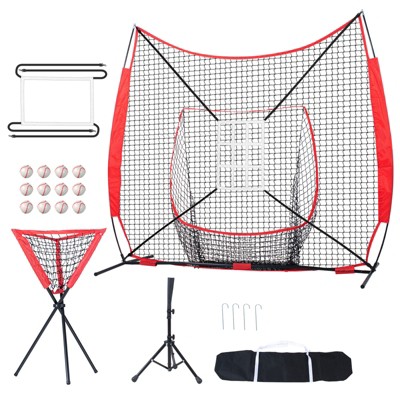 VEVOR Baseball Softball Practice Net, Portable Baseball Training Net for Hitting Catching Pitching, Backstop Equipment with Bow Frame