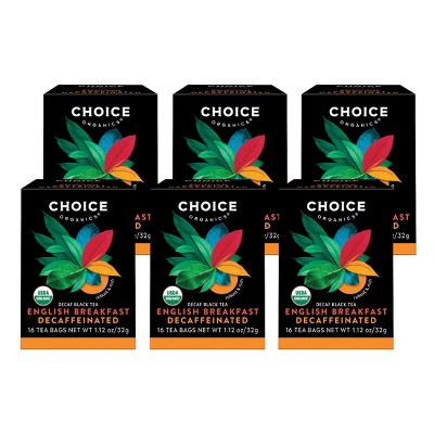 Choice Organics  Decaffeinated English Breakfast Tea -  96 ct , 6 Pack
