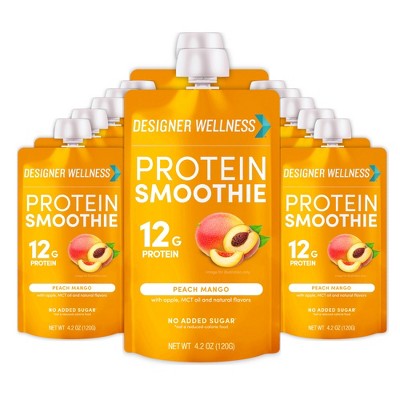 Designer Wellness Protein Smoothie, Real Fruit, 12g Protein, Low Carb, Zero Added Sugar, Gluten-Free, 12 Count
