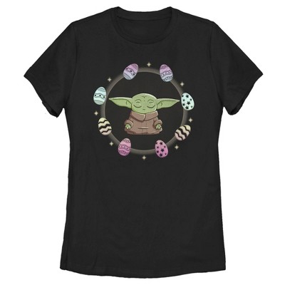 Women's Star Wars The Mandalorian Grogu Easter Egging Around T-Shirt