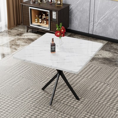 Hooseng Dining Table, Modern Kitchen Table, Dining Table with Adjustable Feet for Dining Room, Living Room