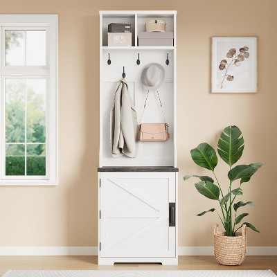 3-in-1 Hall Tree,Shoe Storage Bench&Coat Rack w/Hooks - Freestanding Entryway Organizer