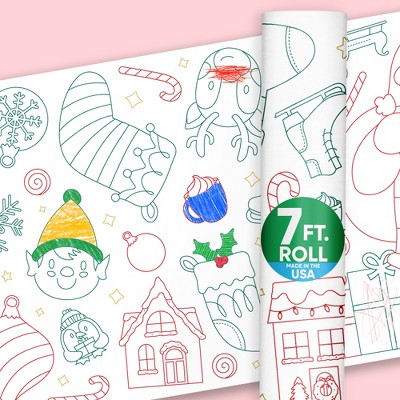 Big Dot of Happiness Very Merry Christmas Coloring Table Runner, 7ft Long Craft Activity Table Runner for Kids & Family, Giant Coloring Page - 1 Roll