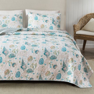 Coastal Beach Reversible Quilt Set With Sham - Great Bay Home