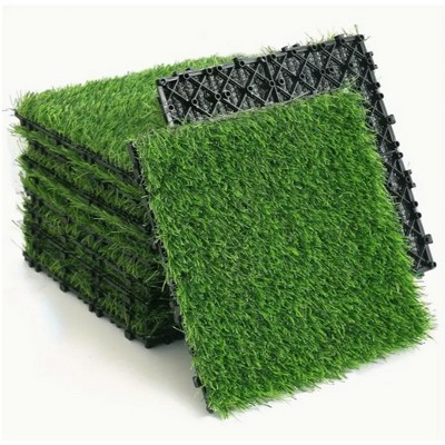 KTMBDW Artificial Lawn 36pcs Interlocking Artificial Grass Tiles For Patio, Balcony, Backyard, Artificial Turf Floor, 12x12 inches,Green