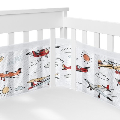 Sweet Jojo Designs Boy BreathableBaby Breathable Mesh Crib Liner Airplane Red Blue and White
