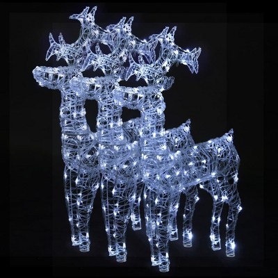 vidaXL Reindeer Christmas Decoration Cold White Acrylic - 2 x 1 x 3 ft Cold White 3-Pack