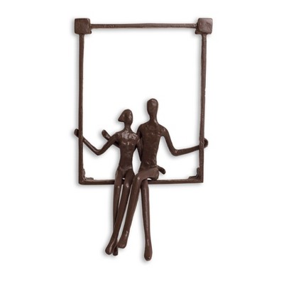 Danya B Couple Sitting on a Window Seal Iron Wall Piece