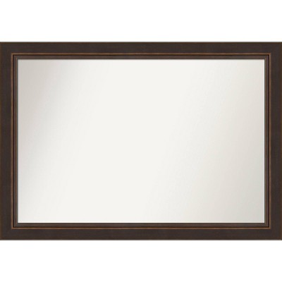 41" x 29" Non-Beveled Lara Bronze Wood Wall Mirror - Amanti Art: Modern Rectangular Design, Wall Mounted, Includes Hardware