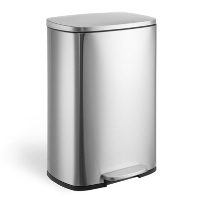 13 Gallon Tall Garbage Can, Stainless Steel Trash Can with Lid Soft Close, Step Pedal, Inner Bucket