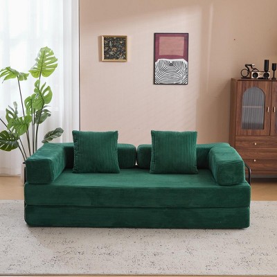 Modern Convertible Floor Sofa Bed with Memory Foam and Corduroy Upholstery for Living Room or Guest Space -3irtyhousy
