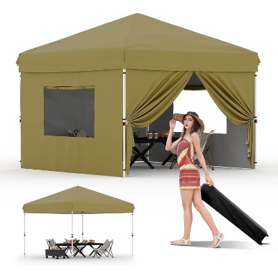 10x10FT Pop-Up Canopy Tent, Waterproof Outdoor Canopy Portable Sun Shelter, 210D Oxford Cloth, Height Adjustable for Picnic Camping Parties
