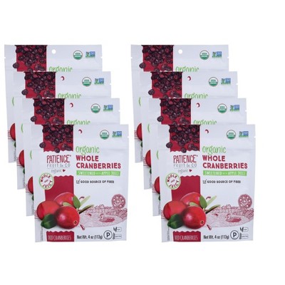 Patience Fruit & Co Organic Whole Dried Cranberries - Case of 8/4 oz