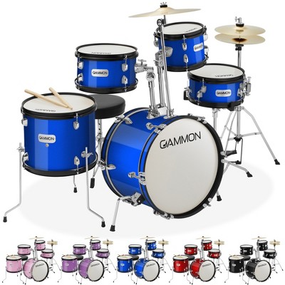 Gammon Percussion 5-Piece Junior Drum Set - Beginner Kit w/ Stool & Stands