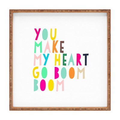 Hello Sayang You Make My Heart Go Boom Boom Square Bamboo Tray - Deny Designs