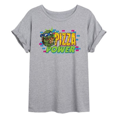 Women's - Teenage Mutant Ninja Turtles Mutant Mayhem - Leo Pizza Power Oversized Graphic T-Shirt