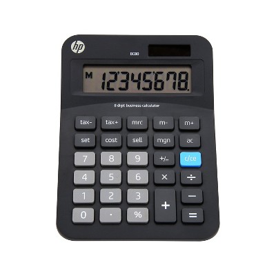 HP BC80 8-Digit Battery/Solar Powered Basic Calculator Black/Gray (91073B)