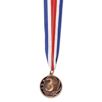 Place Medal w/Ribbon, 30"and 2" Medal, (6/Pkg)