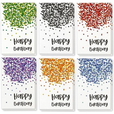 Best Paper Greetings 48 Greeting Happy Birthday Card Bulk Box Set Confetti Designs w/Envelopes, 4"x6"