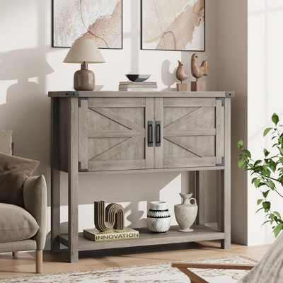 GustoWave Farmhouse Console Table with 2-Door & 2 Drawers, Console Table with Storage Shelf, Sofa Tables Buffet Sideboard