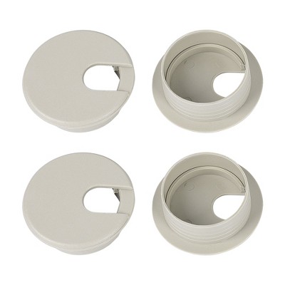 Unique Bargains Office Computer Desk Plastic Cord Cable Hole Cover Grommets Gray 4 Pcs