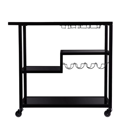 Holly & Martin Zephs Bar Cart - Black with Smoked Mirror - SEI