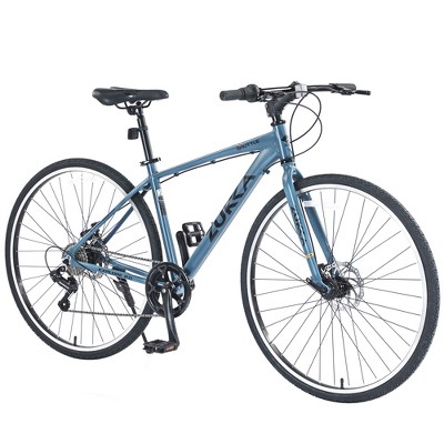 7 Speed Hybrid Bike Aluminum Alloy Frame Double Disc Brakes 700C Road Bike For Men Women's City Bicycle