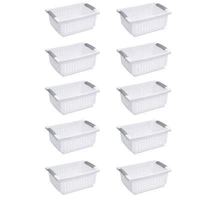 Sterilite Medium Sized Home Stackable Storage & Organization Basket/ Bin, White