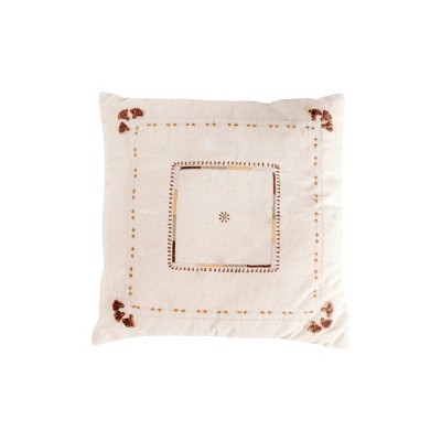 Slickblue Decorative Throw Pillow, Handloom Cotton with Embroidery, Accent Cushion, Boho Style, 16", Design Options