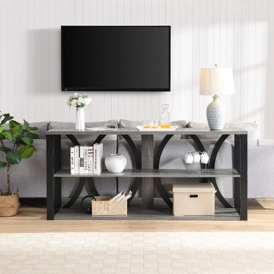 70.9 Inch Industrial Console Table,3-Tier Open Console Table With Storage,Console Table In Living Room-Cuddlewood