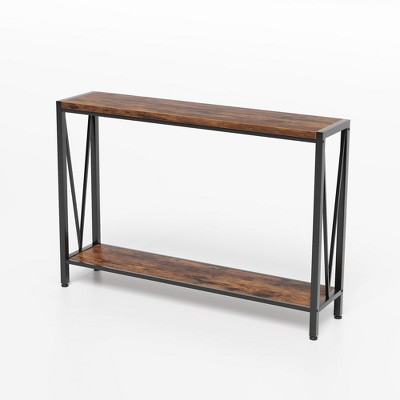 GustoWave 43''  Narrow Console Table, 2-Tier Industrial Entryway Table with Storage, Durable Sofa Table for Living Room, Hallway