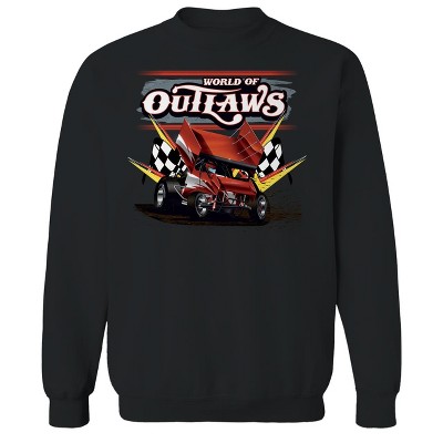 Woo Men's World Of Outlaws Red Car Long Sleeve Graphic Cotton Pullover Sweatshirt