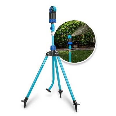 Aqua Joe 6 Pattern Adjustable Sprinkler Mister with Metal Tripod Stand, Rotating Head, and Telescoping Height ,4100 Square Feet Coverage, AJ-6PSTB-MAX