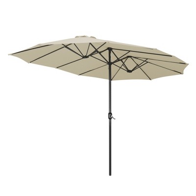 Yescom 14' Double-sided Twin Patio Umbrella Sun Shade UV30+ Water Fade Resistant Crank Outdoor Garden Market
