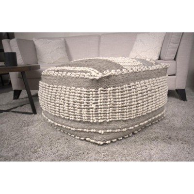 Rustic Wool and Cotton Large Pouf, Brown