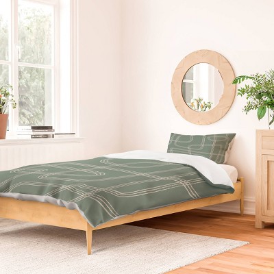 Deny Designs Cocoon Abstract Design Duvet Cover and Pillow Sham Set Green