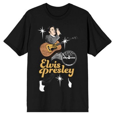 Sun Records Elvis Presley Vintage Art Crew Neck Short Sleeve Men's Black T-shirt