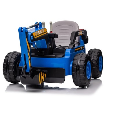 12V Kids Ride-On Excavator Digger Car, Remote Control Electric Digging Arm, Dual 35W Motors, 10Ah Large Battery, Led Tail Light, Music,