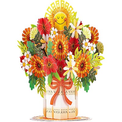 Paper Love HugePop Happy Bouquet Pop Up Card, with Detachable Paper Bouquet, for Fall, Thanksgiving, All Occasions - Jumbo 10" x 14" Card